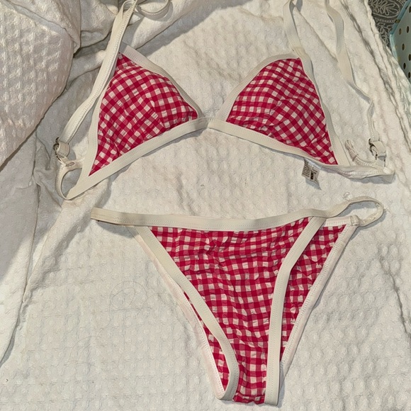 High waisted bikini. Pink and white size small - Picture 1 of 1